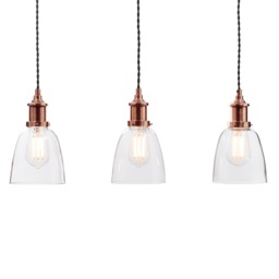 LEDSone Industrial Retro Style Steampunk Pipe Light Bar with 3 Way Cage Lamp Shade Pendant Light Fitting Metal Hanging Ceiling Light for Bar, Pub, Farmhouse, Café, Hotel