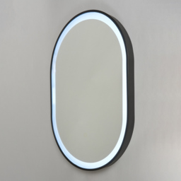 Aves 20 Watt Oval CCT Bathroom Mirror with Touch Demist - Black - thumbnail 4