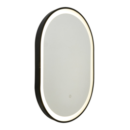 Aves 20 Watt Oval CCT Bathroom Mirror with Touch Demist - Black - thumbnail 1