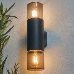 Tegan 2 Light Outdoor Round Up and Down Wall Light - Grey - thumbnail 7