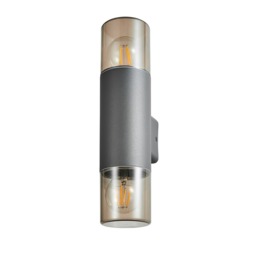 Tegan 2 Light Outdoor Round Up and Down Wall Light - Grey - thumbnail 5