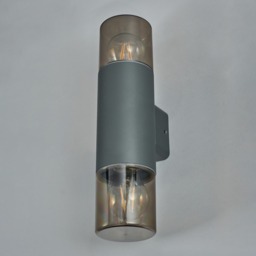 Tegan 2 Light Outdoor Round Up and Down Wall Light - Grey - thumbnail 3