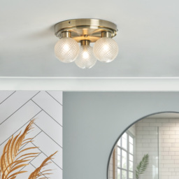 Merrilyn 3 Light Semi Flush Bathroom Ceiling Light - Antique Brass - thumbnail 5