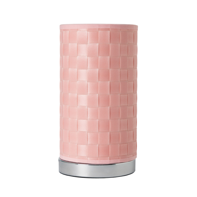 Sovin Cylindrical Table Lamp with Pink Shade - Chrome - image 1