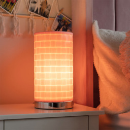 Sovin Cylindrical Table Lamp with Pink Shade - Chrome - thumbnail 5