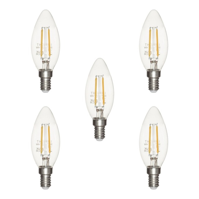 5 Pack of 4 Watt LED Vintage Style E14 Small Edison Screw Candle Light Bulbs - Warm White - image 1