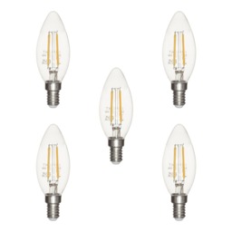 5 Pack of 4 Watt LED Vintage Style E14 Small Edison Screw Candle Light Bulbs - Warm White - thumbnail 1