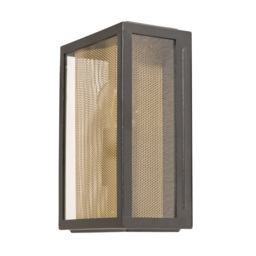 Harris Outdoor Lantern Wall Light with Brass Mesh - Black - thumbnail 7