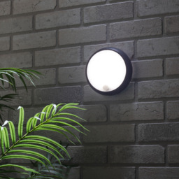 Grato 8 Watt LED Outdoor Round Bulkhead Light with PIR Sensor - Black - thumbnail 5
