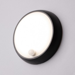 Grato 8 Watt LED Outdoor Round Bulkhead Light with PIR Sensor - Black - thumbnail 2