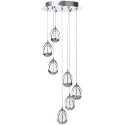 Visconte Bulla Pendant Ceiling 7 Light LED Spiral Cluster - Chrome - thumbnail 1