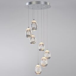 Visconte Bulla Pendant Ceiling 7 Light LED Spiral Cluster - Chrome - thumbnail 5