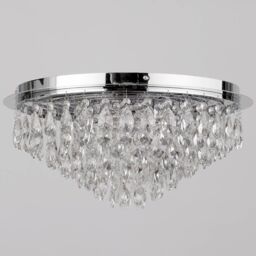 Crystal Style Flush 6 Light Ceiling Light - Chrome - thumbnail 3