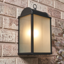 Cohn Box Frame Frosted Glass Outdoor Wall Light - Black - thumbnail 5