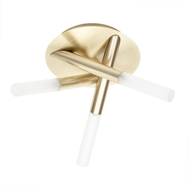 Cross 3 Light Bathroom Semi Flush Ceiling Light - Satin Brass - image 1