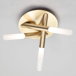 Cross 3 Light Bathroom Semi Flush Ceiling Light - Satin Brass - thumbnail 2