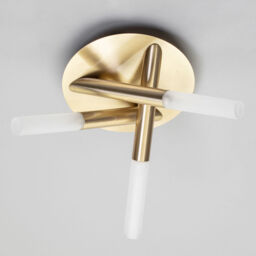 Cross 3 Light Bathroom Semi Flush Ceiling Light - Satin Brass - thumbnail 3