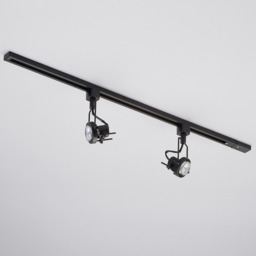 1 metre Track Light Kit with 2 Greenwich Heads and LED Bulbs - Black - thumbnail 4