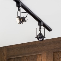1 metre Track Light Kit with 2 Greenwich Heads and LED Bulbs - Black - thumbnail 2