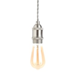 Industrial Style Braided Grey Cable Ceiling Pendant - Satin Nickel - thumbnail 5