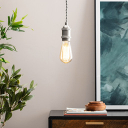 Industrial Style Braided Grey Cable Ceiling Pendant - Satin Nickel - thumbnail 8
