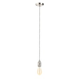 Industrial Style Braided Grey Cable Ceiling Pendant - Satin Nickel - thumbnail 6