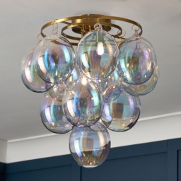 Visconte Maiori Small Flush Ceiling Light with Iridescent Shades - Brass - thumbnail 5
