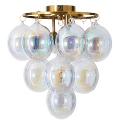 Visconte Maiori Small Flush Ceiling Light with Iridescent Shades - Brass - thumbnail 8