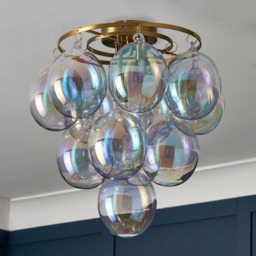 Visconte Maiori Small Flush Ceiling Light with Iridescent Shades - Brass - thumbnail 6