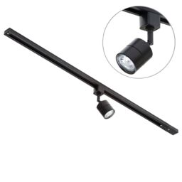 1m Track Light Kit with 1 Soho Heads and LED Bulbs - Black - thumbnail 1