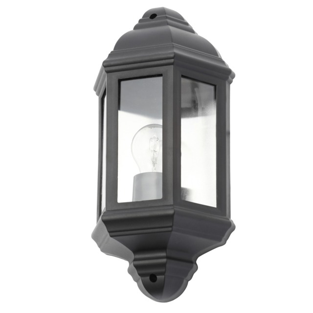 Bangor 1 Light Outdoor 3 Sided Lantern Wall Light - Black - image 1