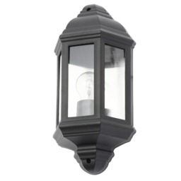 Bangor 1 Light Outdoor 3 Sided Lantern Wall Light - Black - thumbnail 1