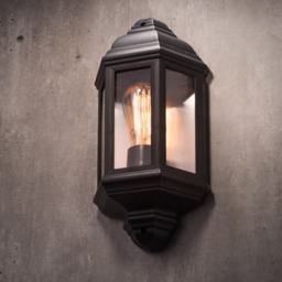 Bangor 1 Light Outdoor 3 Sided Lantern Wall Light - Black - thumbnail 5