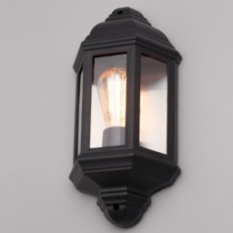 Bangor 1 Light Outdoor 3 Sided Lantern Wall Light - Black - thumbnail 2