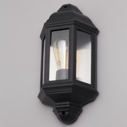 Bangor 1 Light Outdoor 3 Sided Lantern Wall Light - Black - thumbnail 3