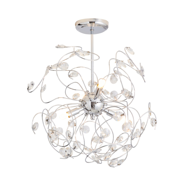 Elara 4 Light Crystal Effect Flush Ceiling Light - Chrome - image 1