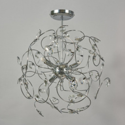 Elara 4 Light Crystal Effect Flush Ceiling Light - Chrome - thumbnail 3