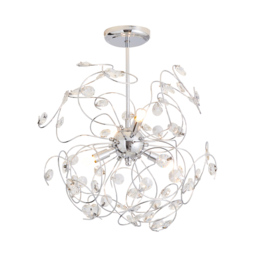 Elara 4 Light Crystal Effect Flush Ceiling Light - Chrome - thumbnail 1