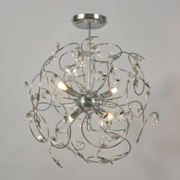 Elara 4 Light Crystal Effect Flush Ceiling Light - Chrome - thumbnail 2