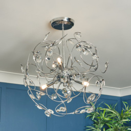 Elara 4 Light Crystal Effect Flush Ceiling Light - Chrome - thumbnail 5