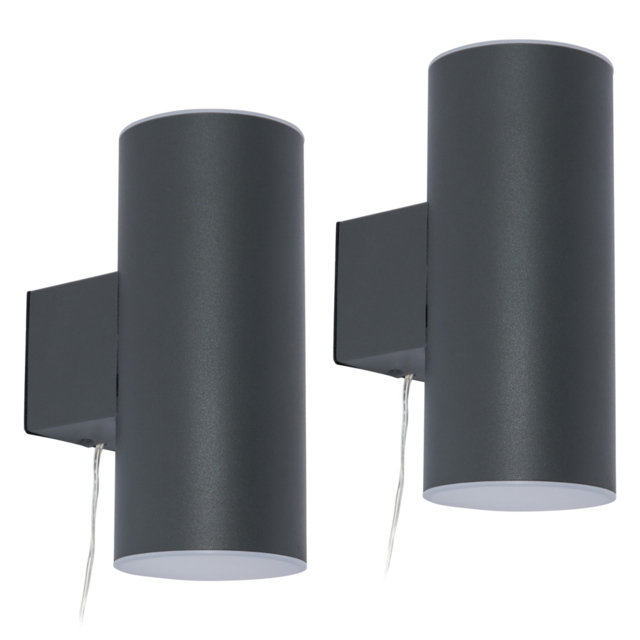 2 Pack of Bao Outdoor Solar LED Up and Down Wall Light - Anthracite - image 1