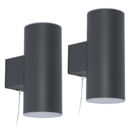2 Pack of Bao Outdoor Solar LED Up and Down Wall Light - Anthracite