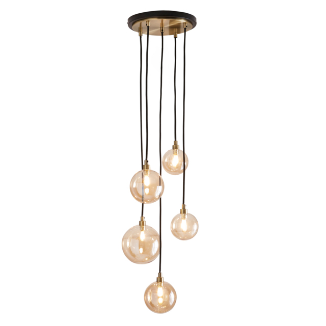 Gaio 5 Light Cluster Ceiling Pendant with Champagne Glass Shades - Brass - image 1