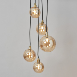 Gaio 5 Light Cluster Ceiling Pendant with Champagne Glass Shades - Brass - thumbnail 2