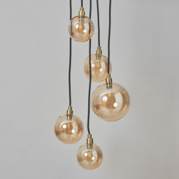 Gaio 5 Light Cluster Ceiling Pendant with Champagne Glass Shades - Brass - thumbnail 3