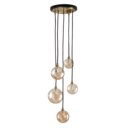 Gaio 5 Light Cluster Ceiling Pendant with Champagne Glass Shades - Brass - thumbnail 6