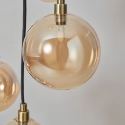 Gaio 5 Light Cluster Ceiling Pendant with Champagne Glass Shades - Brass - thumbnail 4