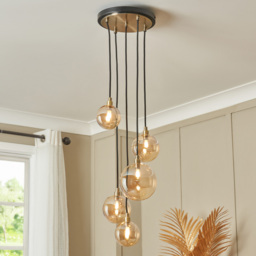 Gaio 5 Light Cluster Ceiling Pendant with Champagne Glass Shades - Brass - thumbnail 5