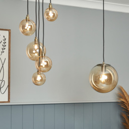 Gaio 5 Light Cluster Ceiling Pendant with Champagne Glass Shades - Brass - thumbnail 9