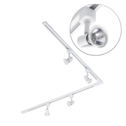 2 Metre L Shape Track Light Kit with 4 Harlem Heads and LED Bulbs - White - thumbnail 1